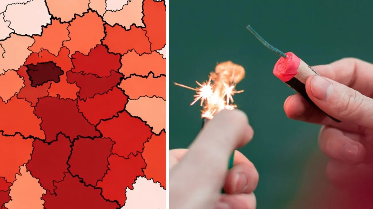 Mapa ukazuje, kde platí zákaz pyrotechniky a ohňostrojů